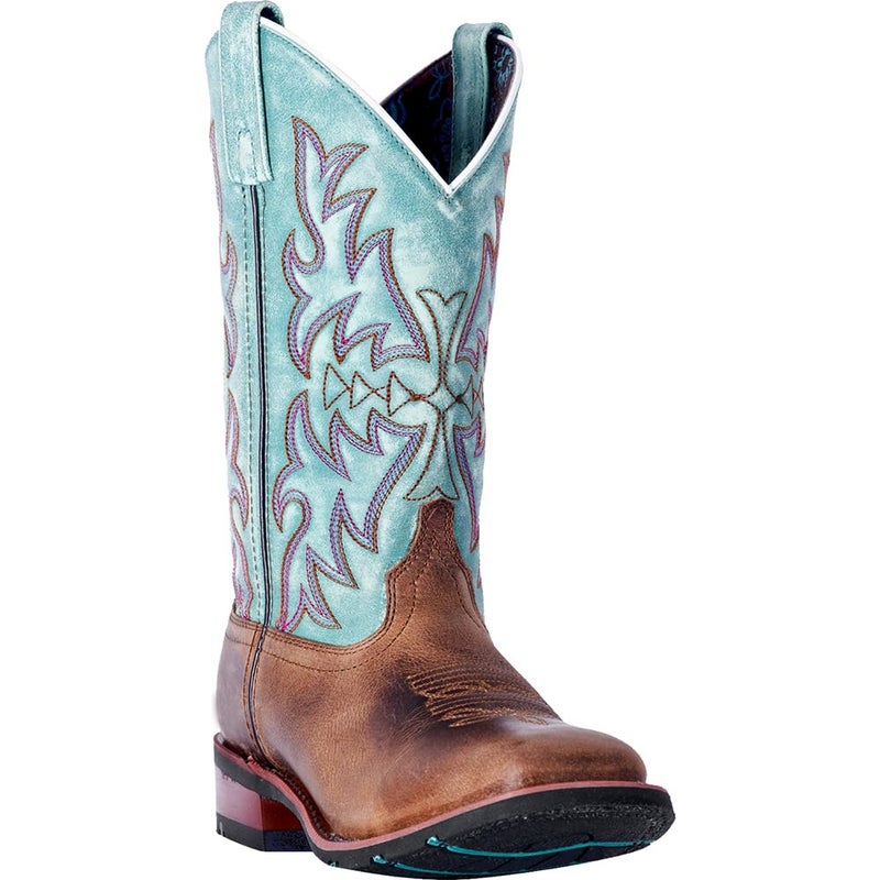 Laredo Womens Anita Embroidered Square Toe Casual Boots Mid Calf Low Heel 1-2" - Blue, Brown - Size 7.5 B - Image 2